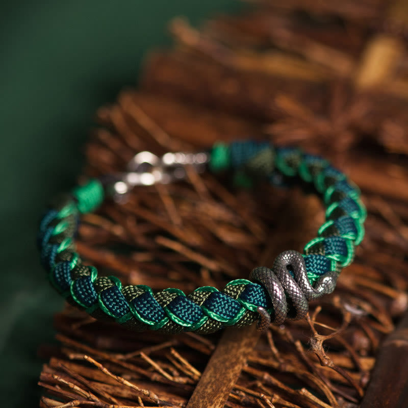 Year of the Snake 999 Sterling Silver String Protection Braided Bracelet