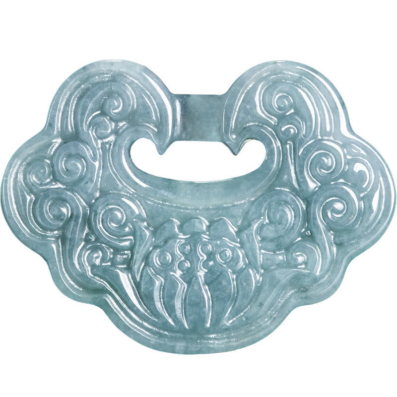 Lotus Carved Jade Ruyi Abundance Prosperity Abundance Necklace Pendant