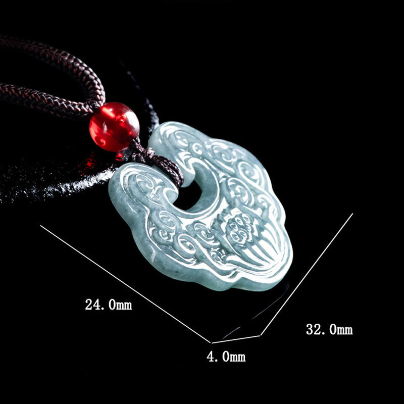Lotus Carved Jade Ruyi Abundance Prosperity Abundance Necklace Pendant