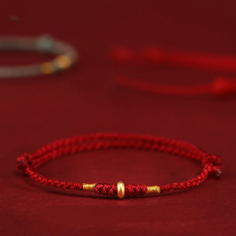 999 Gold Small Lucky Beads String Protection Luck Braided Bracelet Anklet