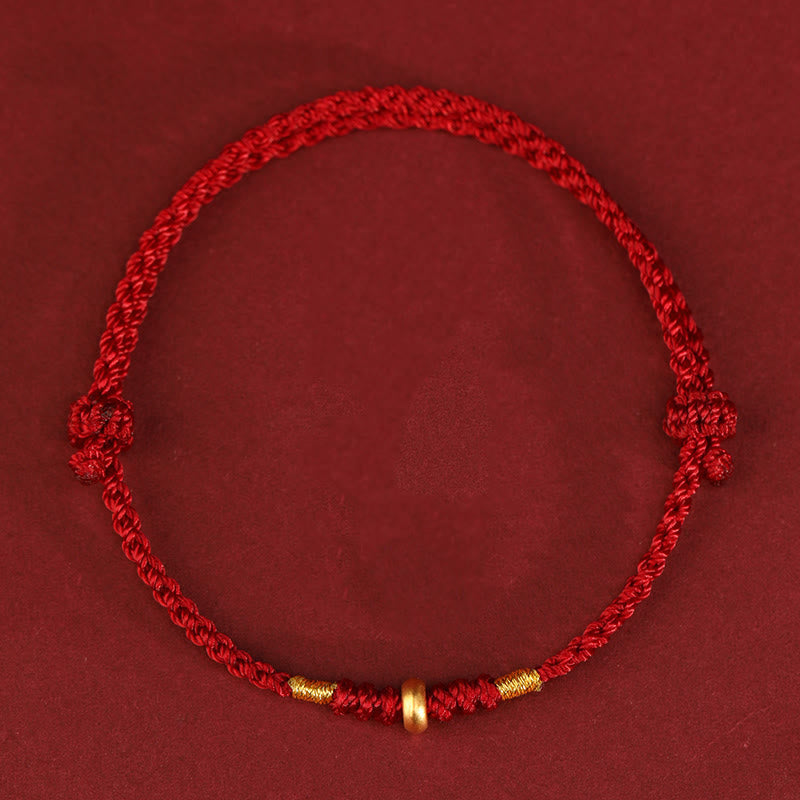 999 Gold Small Lucky Beads String Protection Luck Braided Bracelet Anklet
