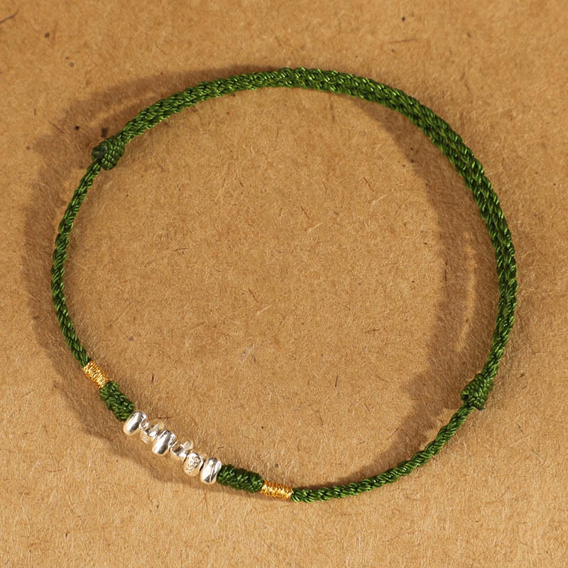 Minimalist Ultra-Thin Braided 925 Sterling Silver Red String Bracelet Anklet