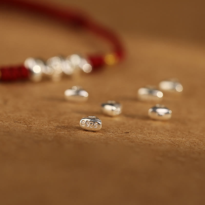 Minimalist Ultra-Thin Braided 925 Sterling Silver Red String Bracelet Anklet