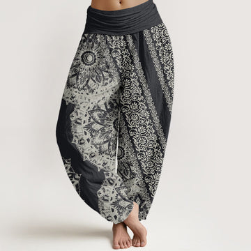 Fluid Stretch Mandala Print Meditation Harem Pants