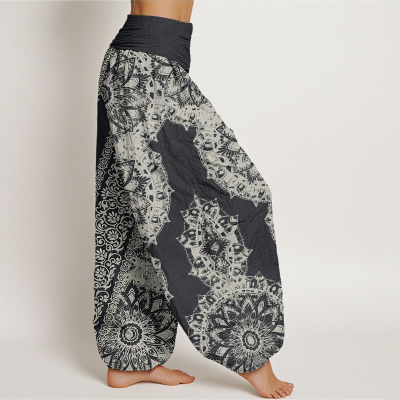 Fluid Stretch Mandala Print Meditation Harem Pants