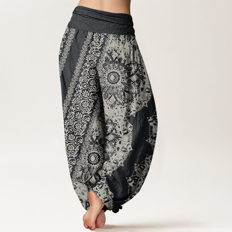 Fluid Stretch Mandala Print Meditation Harem Pants