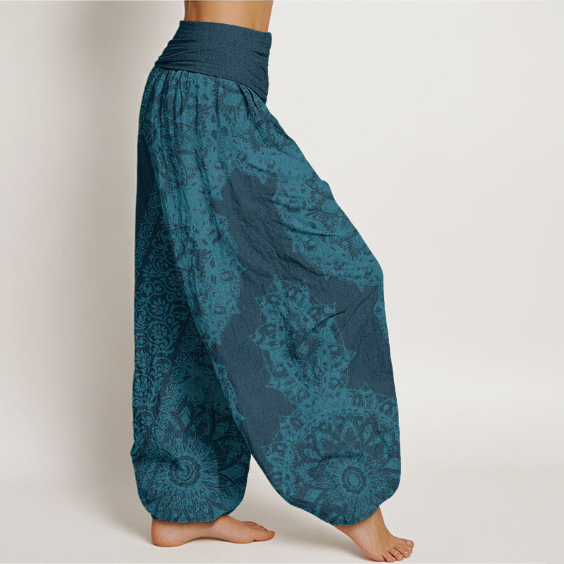 Fluid Stretch Mandala Print Meditation Harem Pants