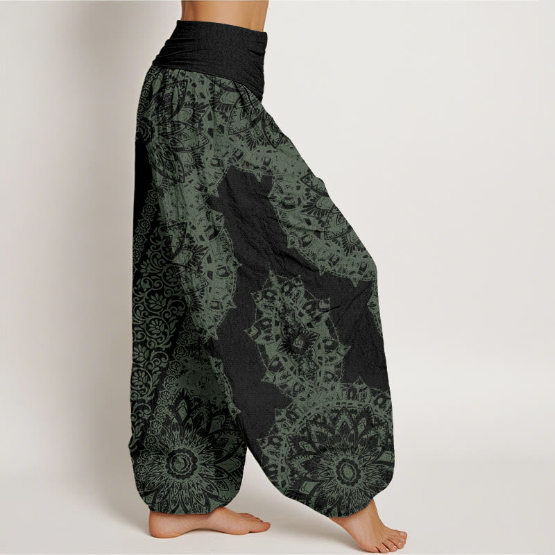 Fluid Stretch Mandala Print Meditation Harem Pants