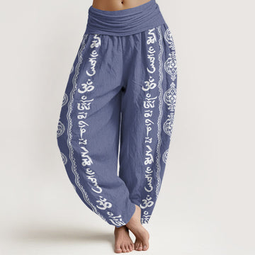 Breathable Cotton Mantra Print Meditation Harem Pants
