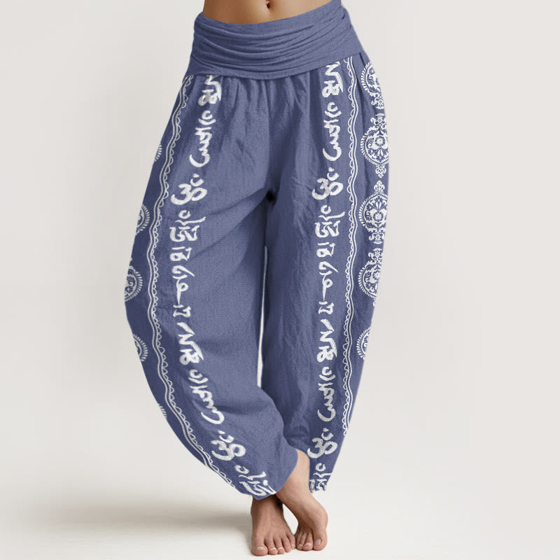 Breathable Cotton Mantra Print Meditation Harem Pants