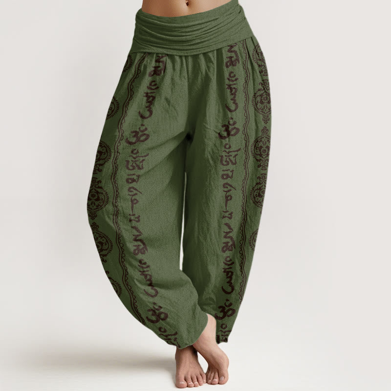 Breathable Cotton Mantra Print Meditation Harem Pants