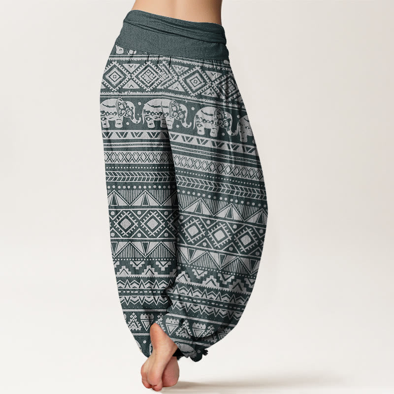 Cotton Casual Elephant Geometric Figure Women's Elastic Waist Harem Pants