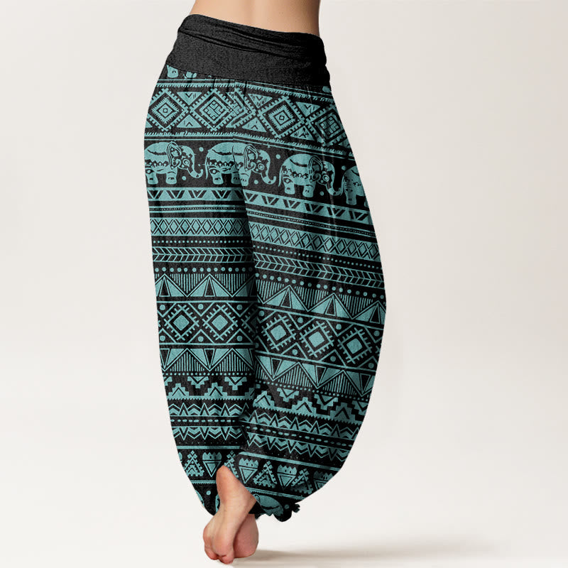 Cotton Casual Elephant Geometric Figure Women's Elastic Waist Harem Pants