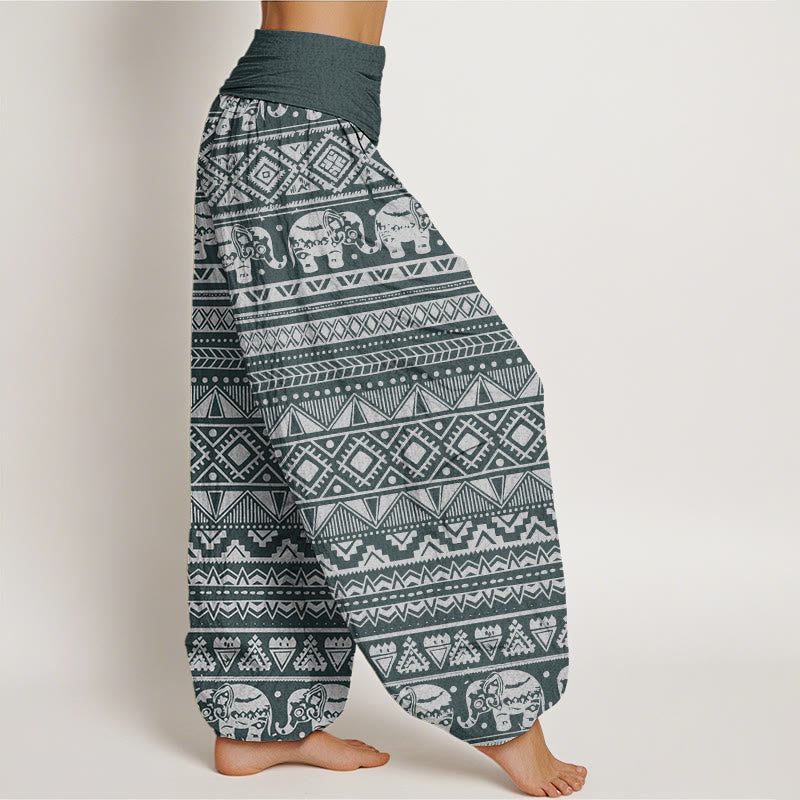 Cotton Casual Elephant Geometric Figure Women's Elastic Waist Harem Pants
