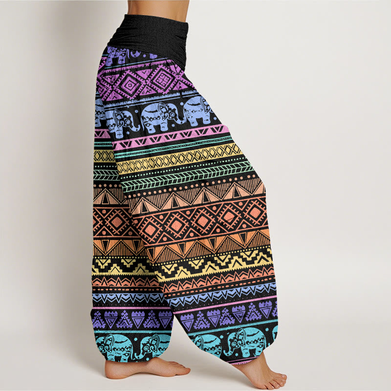 Cotton Casual Elephant Geometric Figure Women's Elastic Waist Harem Pants