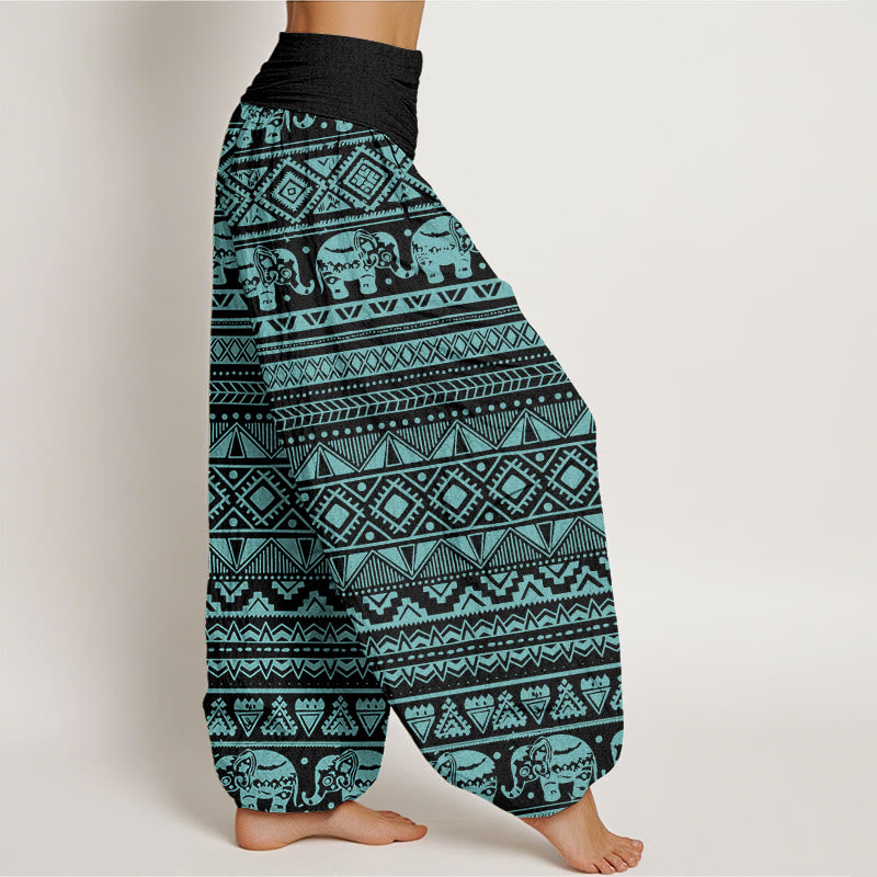 Cotton Casual Elephant Geometric Figure Women's Elastic Waist Harem Pants