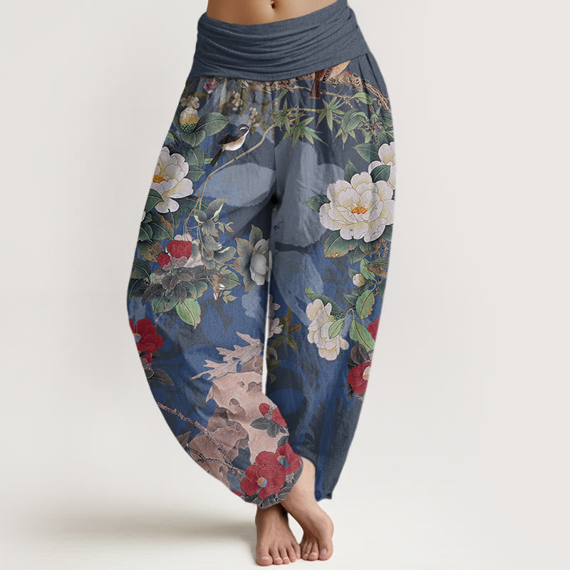 Breathable Cotton Peony Print Mindful Harem Pants