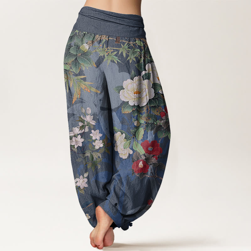 Breathable Cotton Peony Print Mindful Harem Pants