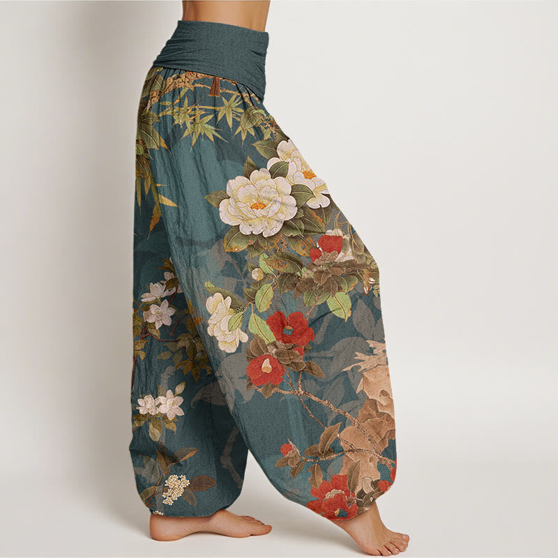 Breathable Cotton Peony Print Mindful Harem Pants