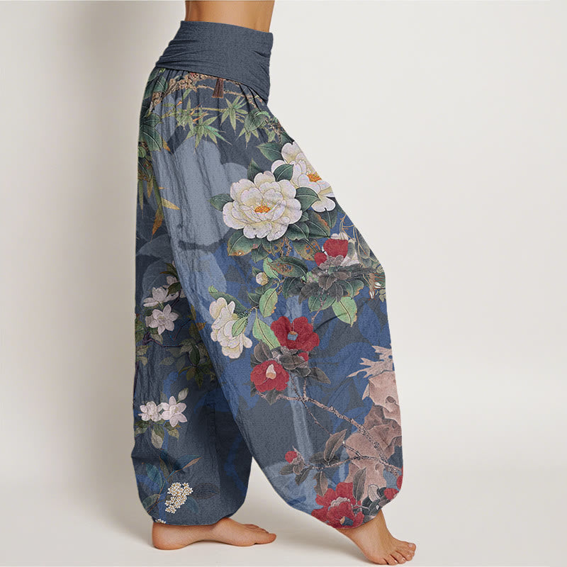 Breathable Cotton Peony Print Mindful Harem Pants