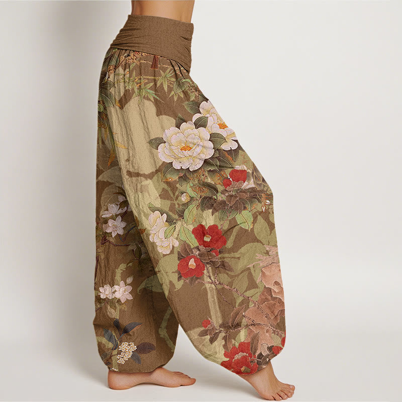 Breathable Cotton Peony Print Mindful Harem Pants