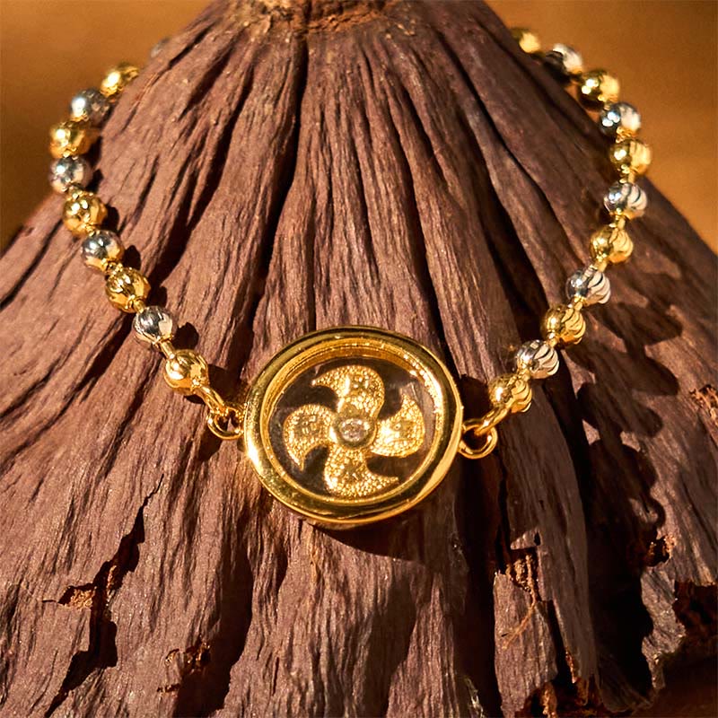 Feng Sheng Shui Qi Copper Brass Rotatable Windmill Bead Protection Braided Bracelet