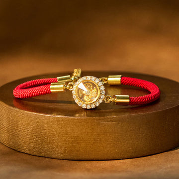 Rotatable Windmill Copper and Brass Braided Red String Bracelet