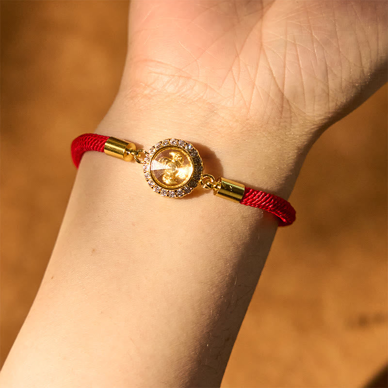 Rotatable Windmill Copper and Brass Braided Red String Bracelet