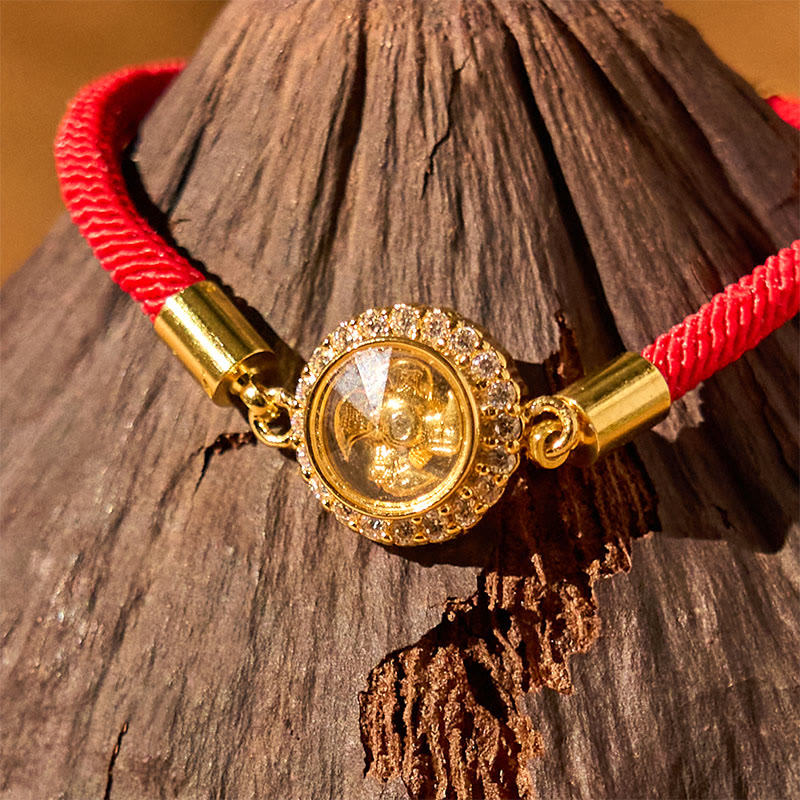 Rotatable Windmill Copper and Brass Braided Red String Bracelet
