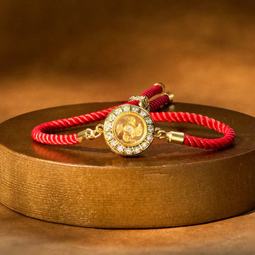 Rotatable Brass and Copper Windmill Braided Red String Adjustable Bracelet