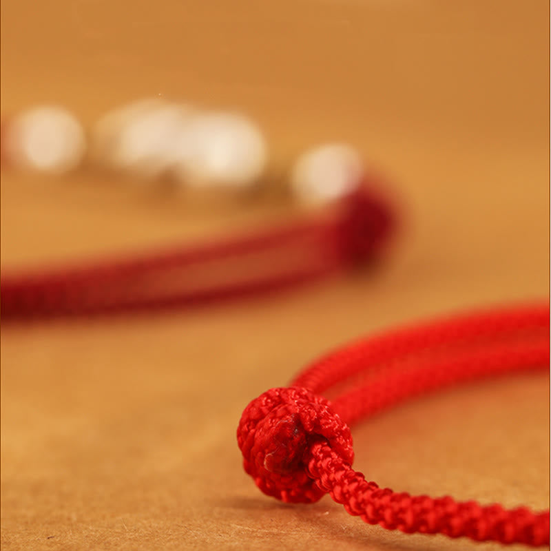 999 Sterling Silver Snake Red String Woven Anklet - Year of the Snake