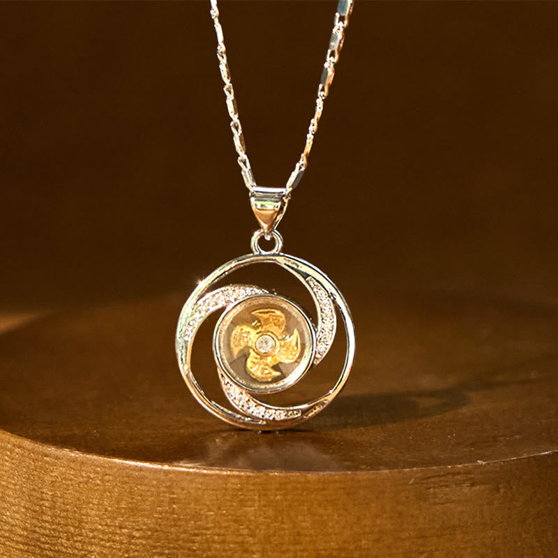 Gold plated Copper Brass Rotatable Windmill Luck Necklace Pendant
