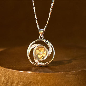 Gold plated Copper Brass Rotatable Windmill Luck Necklace Pendant