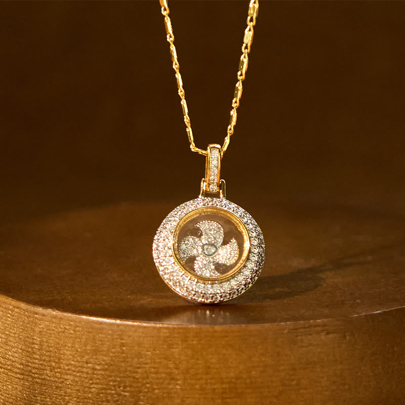Gold plated Copper Brass Rotatable Windmill Fu Balance Necklace Pendant