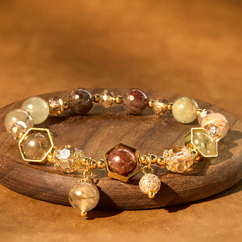 Natural Colored Rutilated Quartz Amethyst Protection Bracelet