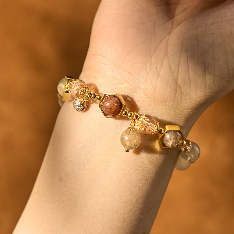 Natural Colored Rutilated Quartz Amethyst Protection Bracelet