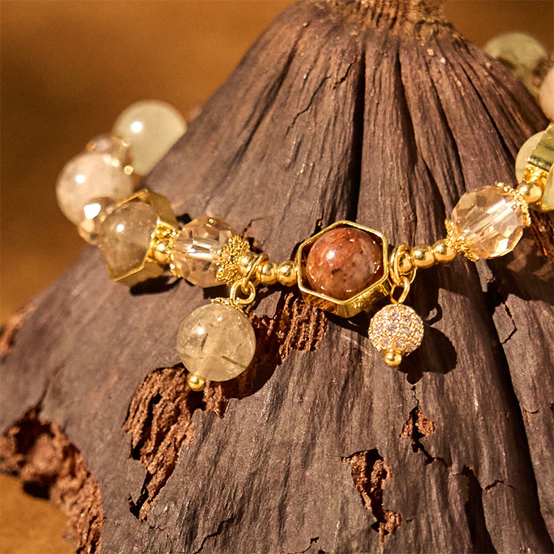 Natural Colored Rutilated Quartz Amethyst Protection Bracelet