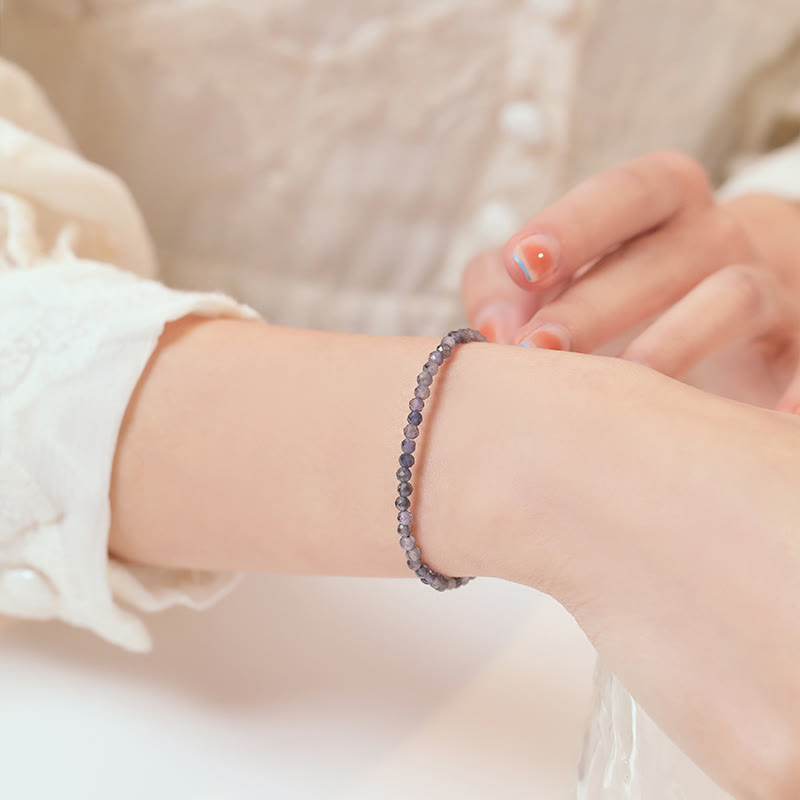 3mm Amethyst Iolite Ultra-thin Beads 14k Gold Plated Copper Communication Bracelet