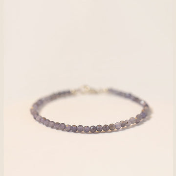 3mm Amethyst Iolite Ultra-thin Beads 14k Gold Plated Copper Communication Bracelet