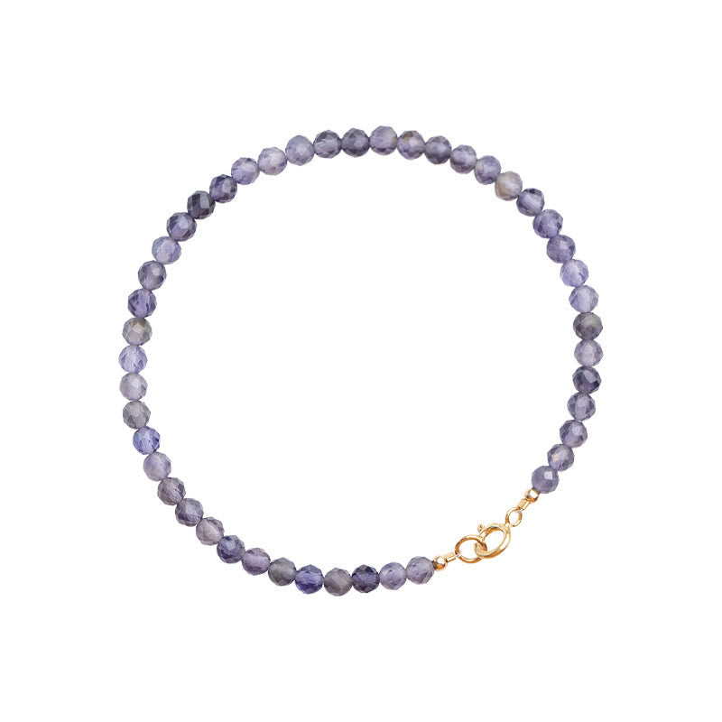 3mm Amethyst Iolite Ultra-thin Beads 14k Gold Plated Copper Communication Bracelet