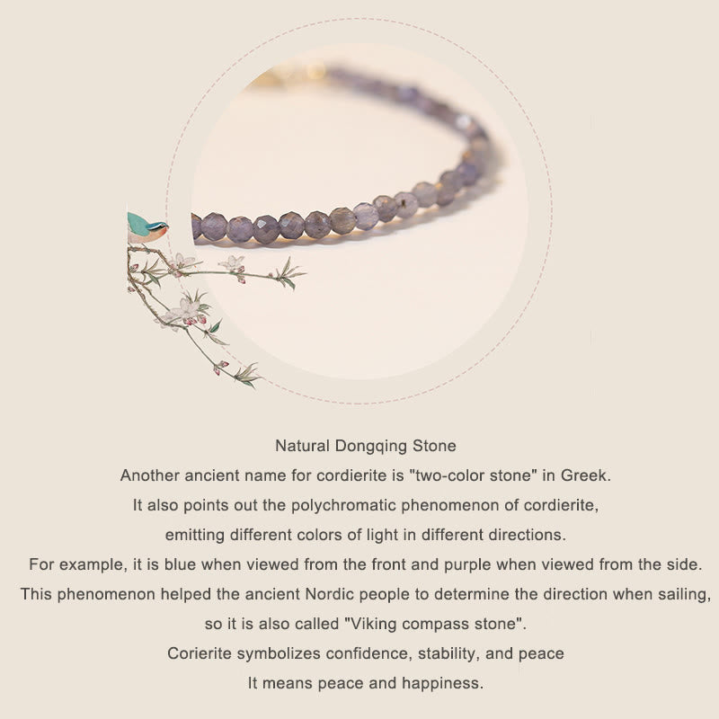 3mm Amethyst Iolite Ultra-thin Beads 14k Gold Plated Copper Communication Bracelet