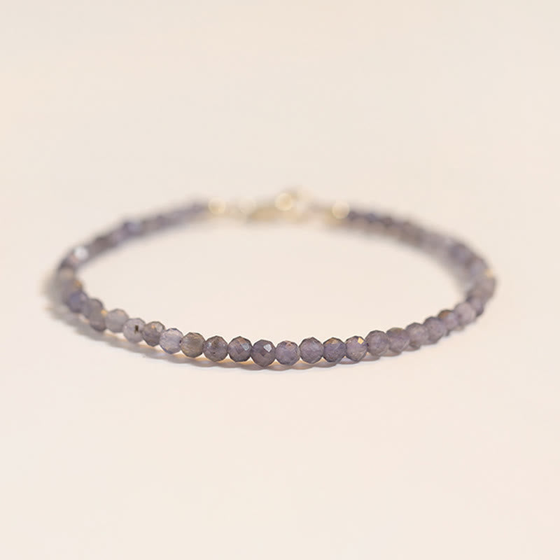 3mm Amethyst Iolite Ultra-thin Beads 14k Gold Plated Copper Communication Bracelet