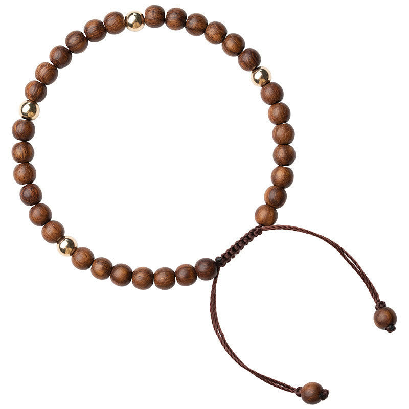 4mm Ultra-thin Sandalwood and 14K Gold Plated Copper Bead Minimalist Bracelet