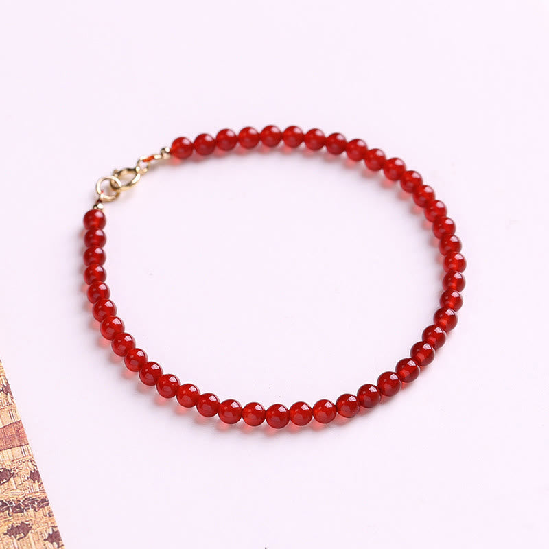Minimalist Ultra-Thin Red Agate Small Bead Bracelet