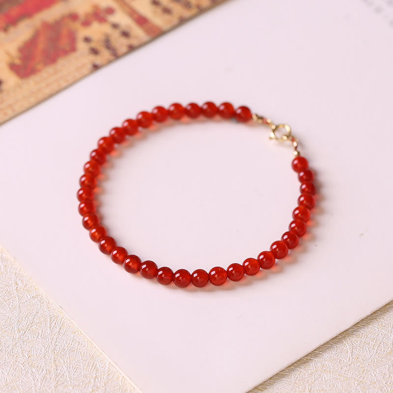 Minimalist Ultra-Thin Red Agate Small Bead Bracelet
