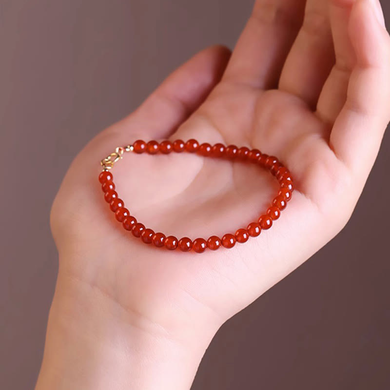 Minimalist Ultra-Thin Red Agate Small Bead Bracelet