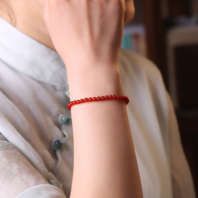 Minimalist Ultra-Thin Red Agate Small Bead Bracelet