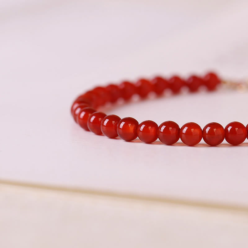 Minimalist Ultra-Thin Red Agate Small Bead Bracelet