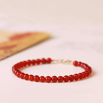 Minimalist Ultra-Thin Red Agate Small Bead Bracelet