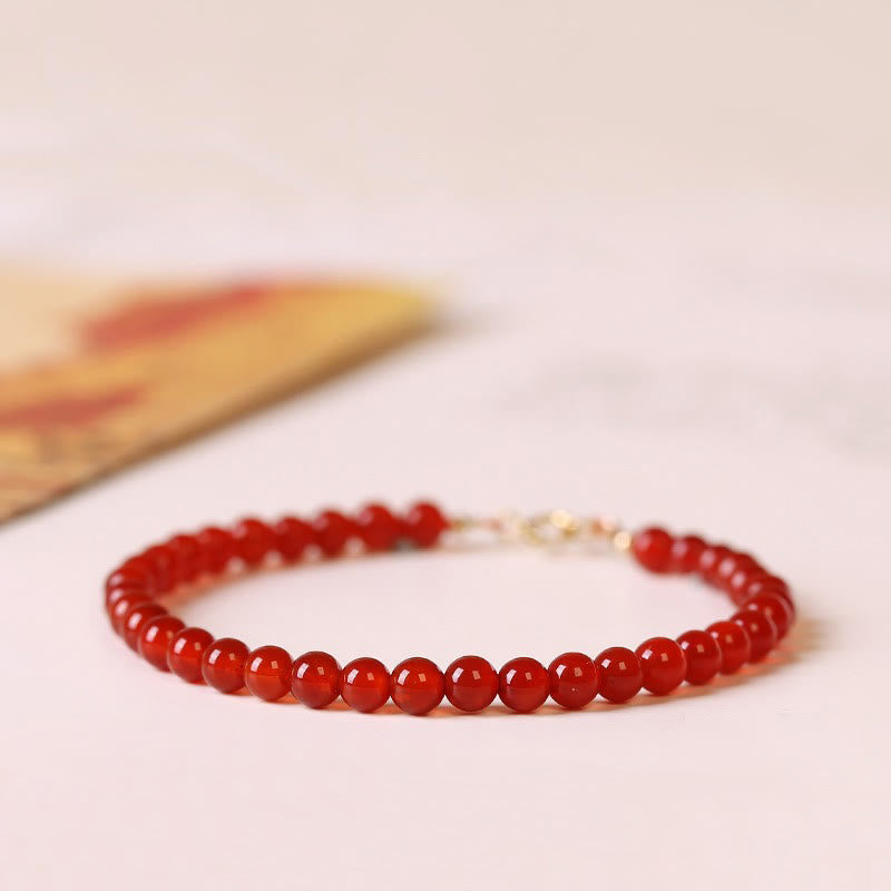 Minimalist Ultra-Thin Red Agate Small Bead Bracelet